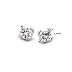Witgouden solitair oorknoppen met diamant 0.30crt.