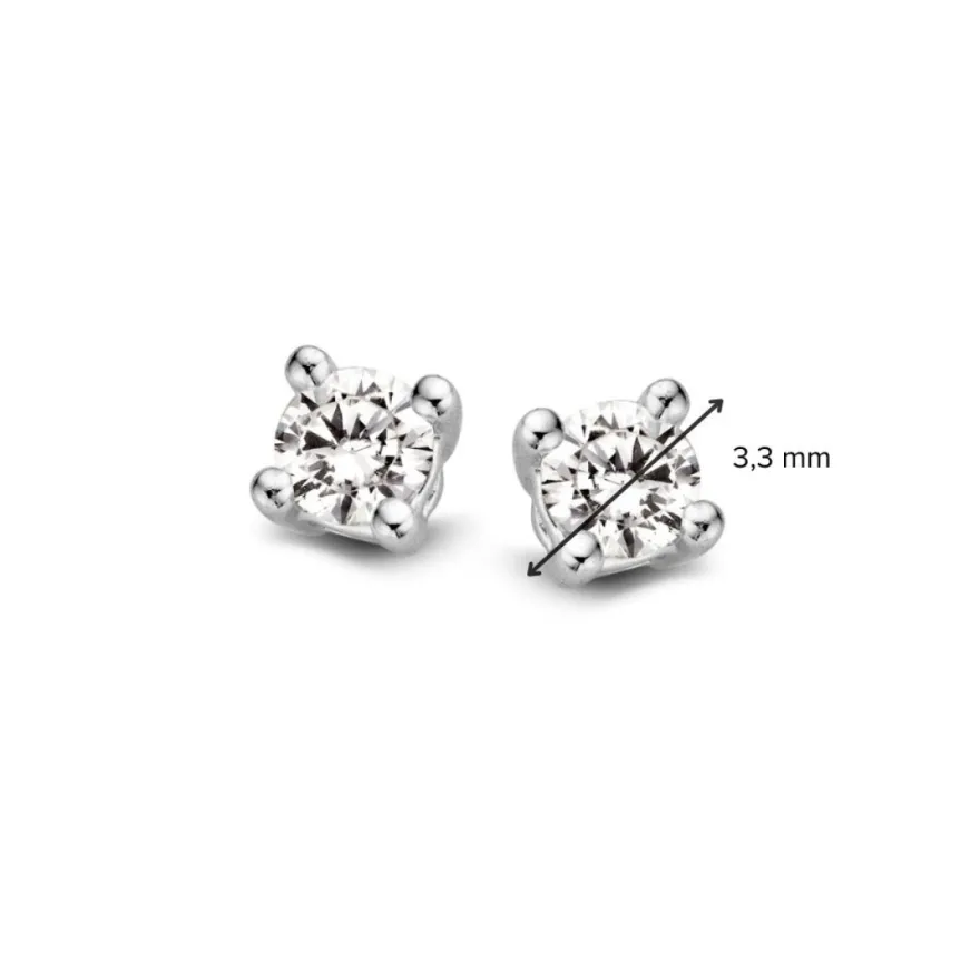 Witgouden solitair oorknoppen met diamant 0.30crt.