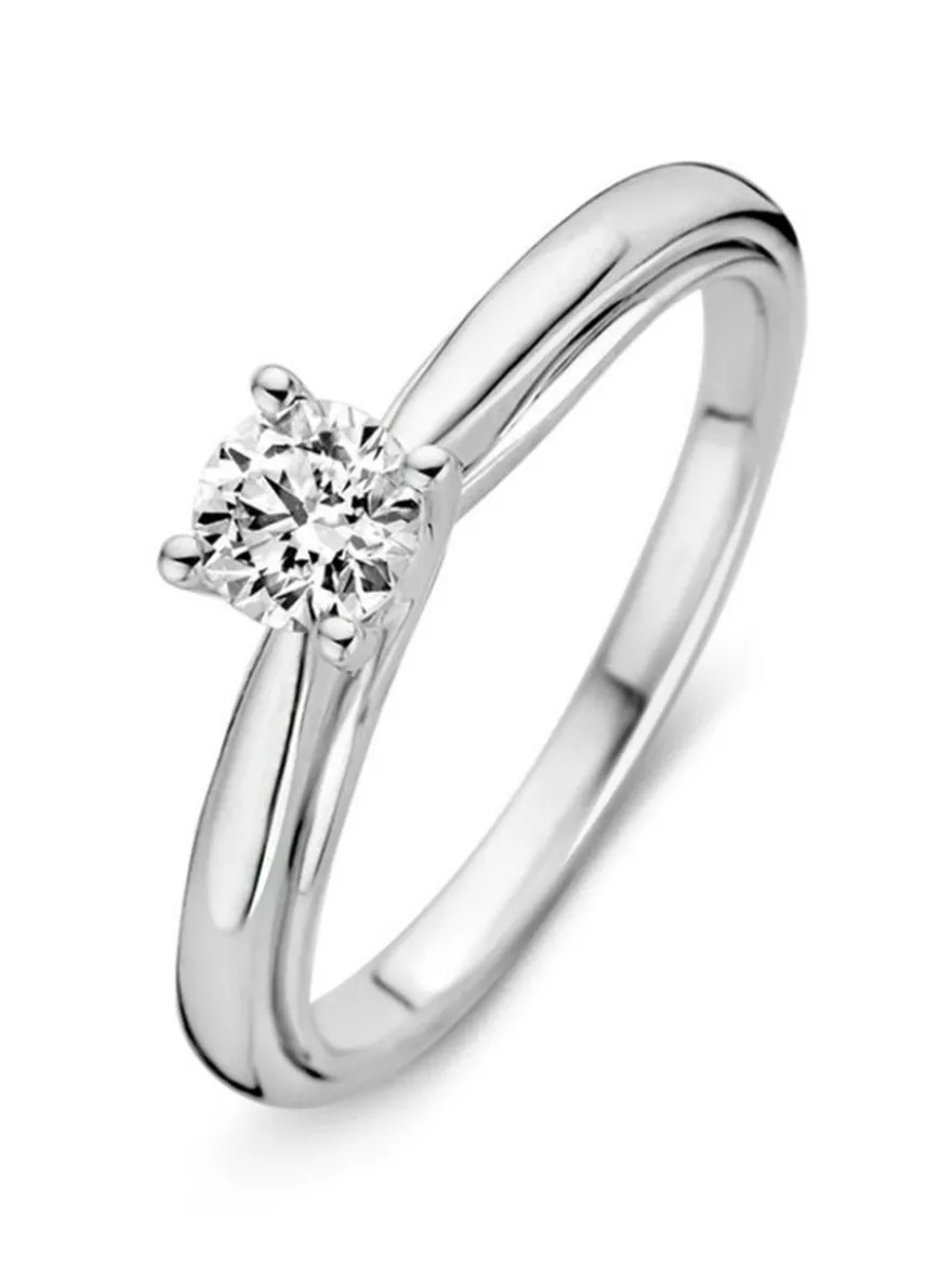 Witgouden solitair ring met briljant 0,40crt + Luxe cadeau