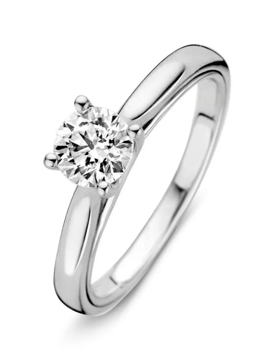 Witgouden solitair ring met briljant 0,74crt + Luxe cadeau