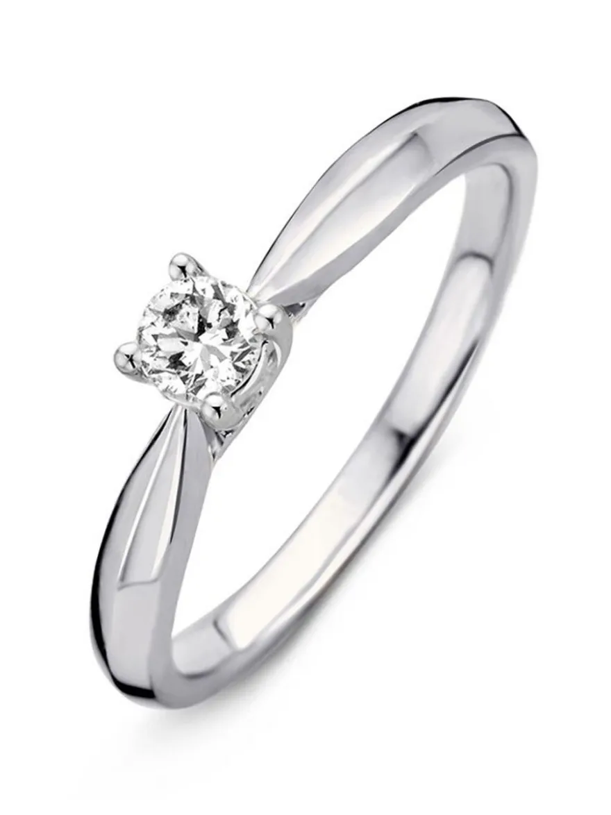 Witgouden solitair ring met briljant 0.24crt + Luxe cadeau