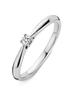 Witgouden solitair ring met briljant 0.06crt + Luxe Cadeau