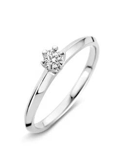 Witgouden solitair ring met briljant 0.19 crt. + Luxe Cadeau