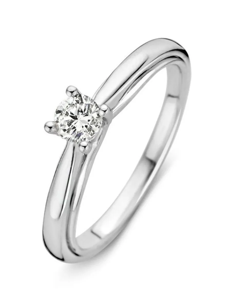 Witgouden solitair ring met briljant 0,30crt + Luxe cadeau