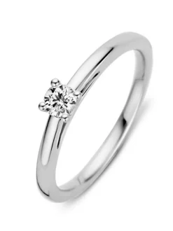 Witgouden solitairring 0,19crt. + Luxe cadeau