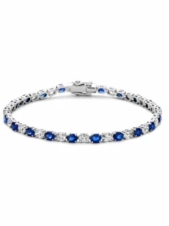 Witgouden tennisarmband met saffier en diamant 3,05crt + Luxe Cadeau