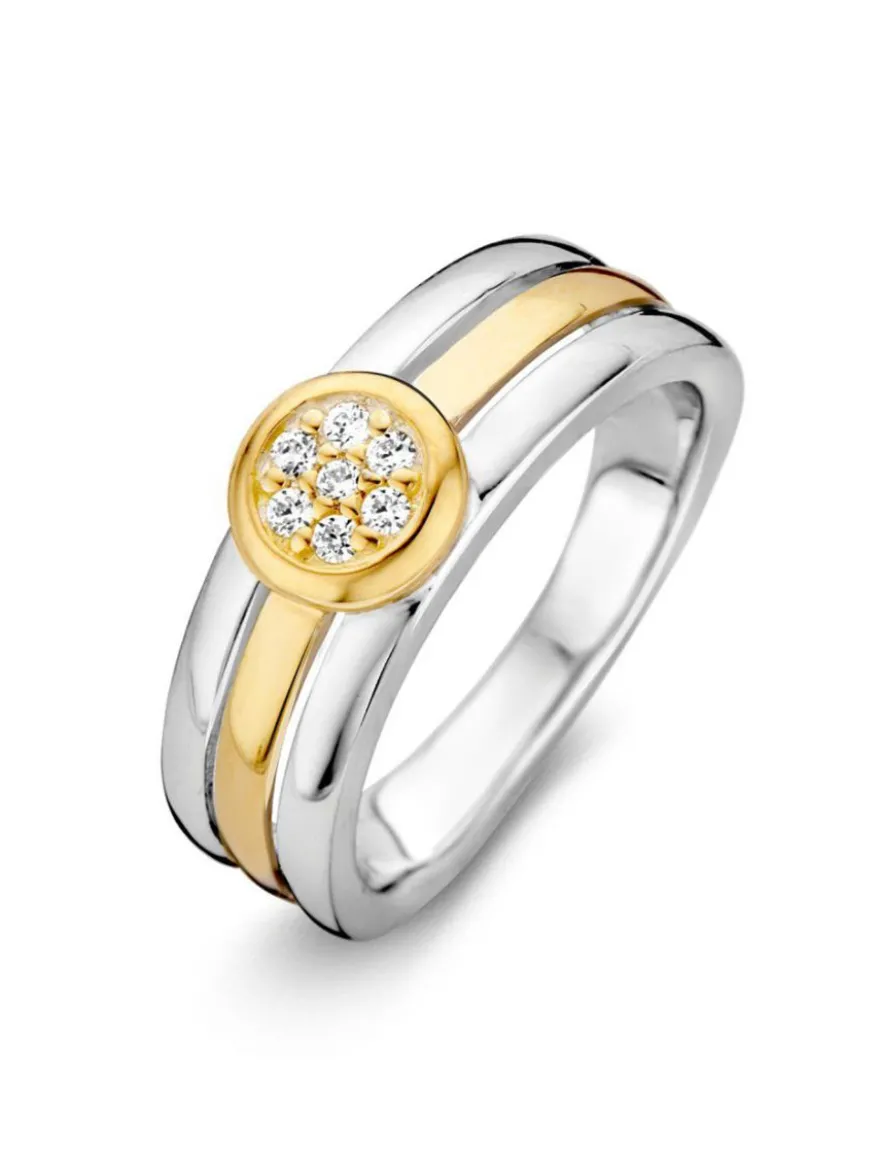 Zilver en goud ring zirkonia + Luxe cadeau