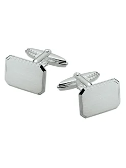 Zilveren manchetknopen achthoek mat + Luxe Cadeau