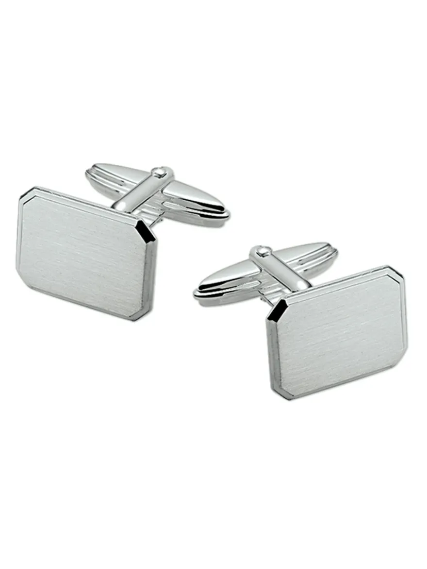 Zilveren manchetknopen achthoek mat + Luxe Cadeau