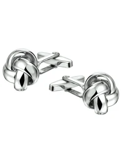 Zilveren manchetknopen knoop + Luxe Cadeau