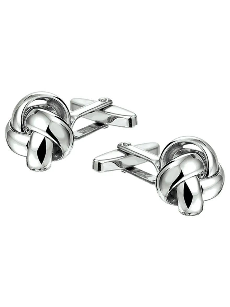 Zilveren manchetknopen knoop + Luxe Cadeau