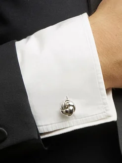 Zilveren manchetknopen knoop + Luxe Cadeau