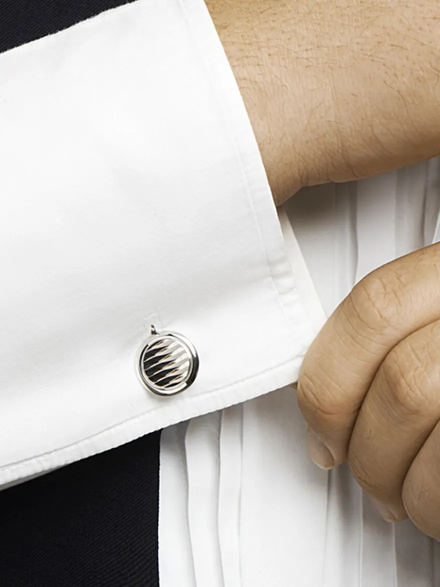 Zilveren manchetknopen ovaal ribbel + Luxe Cadeau