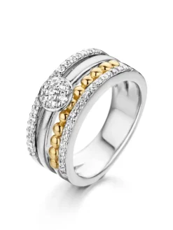 Zilveren ring met gouden baan + Luxe cadeau
